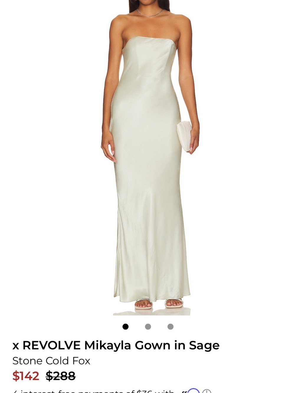 Stone Cold Fox Strapless Satin Gown in Sage Green